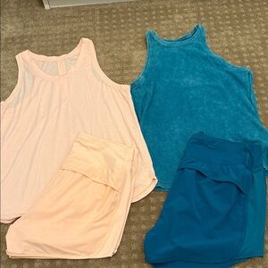 All in Motion Women's Athletic Shorts and Tops- Peach and Teal